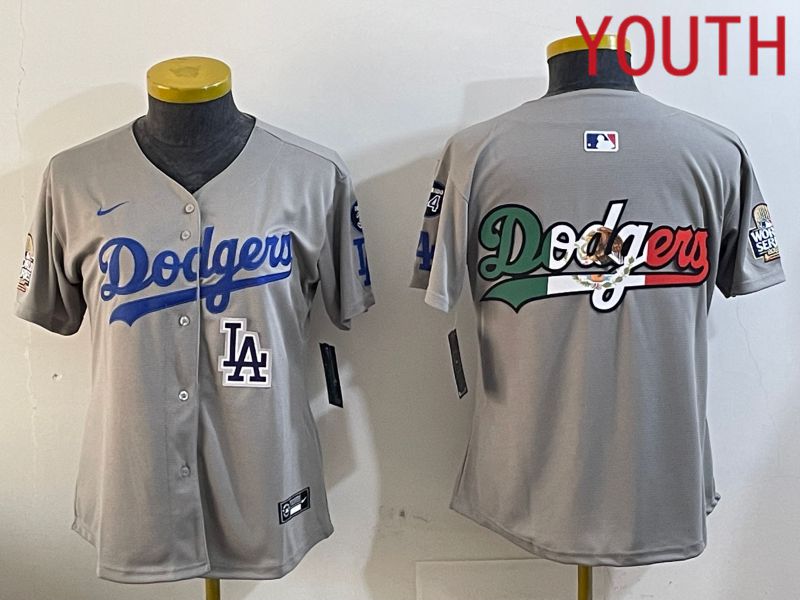 Youth Los Angeles Dodgers Blank Grey Game 2024 Nike MLB Jersey style 12056